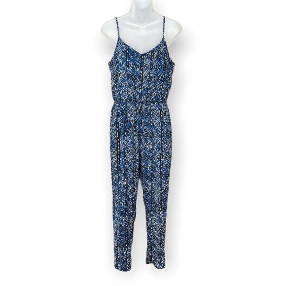 Ambiance Apparel Blue and White Print New Without Tag Jumpsuit Size S - Picture 2 of 4